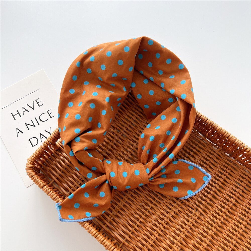 Foulard Carré en Coton pour Femme, 58cm, Étoles de Plage Rondes, Châle Imprimé, Hijab, Bandana, Pashmina, Bufanda, à Pois, à la Mode, 2023 2