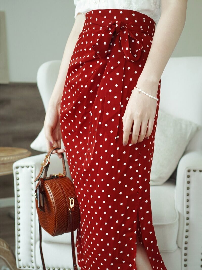 Jupe Longue Mousseline Pois Vintage
