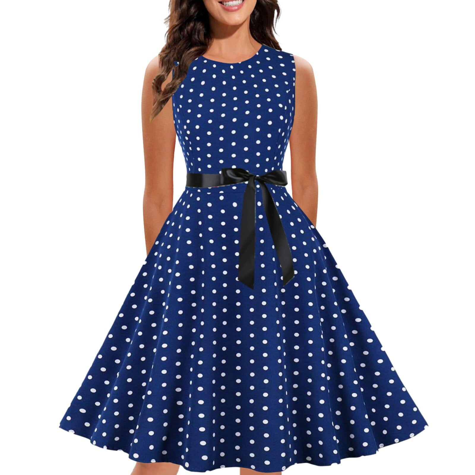 Robe trapèze à lacets à pois vintage pour femmes, robe de Rhélégante, robe de mariée formelle, robe éducative, été 2