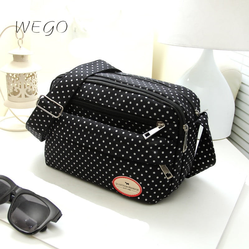 Sac à bandoulière en toile imprimée multicolore à pois pour femmes, sac à main en nylon, sac messager de loisirs, tendance initiée, mode 1