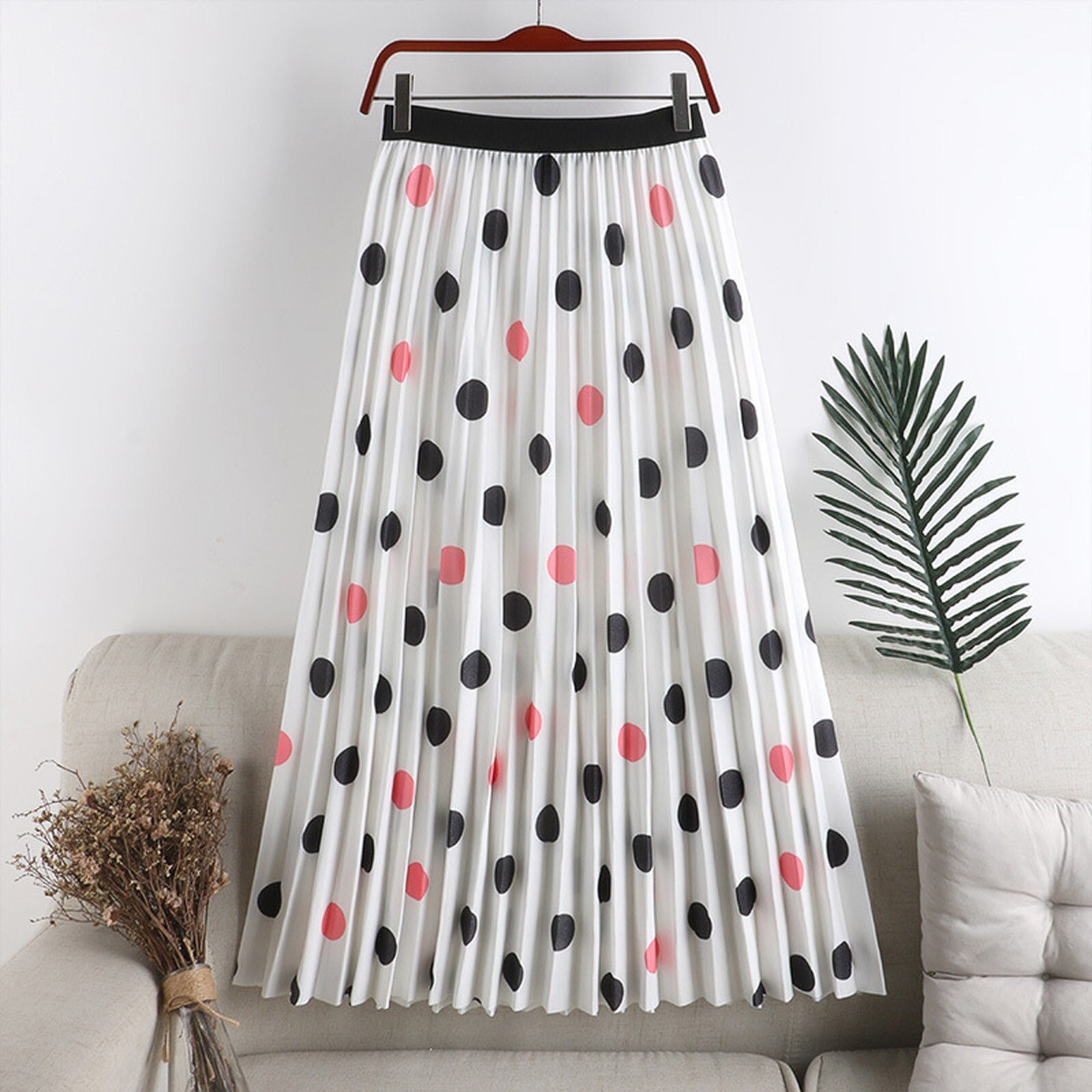 Jupe plissée taille haute à pois, rétro Chic, longue, mi-mollet, nouvelle collection été 2023 2