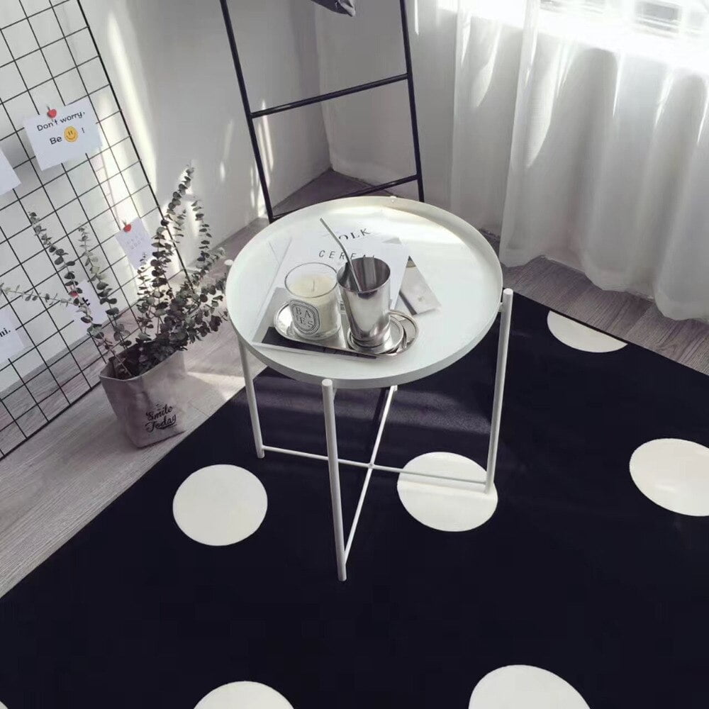 Tapis décoratif à pois blancs et noirs, simple, à la mode, pour salon et chambre à coucher, sol de Yoga, tapis de jeu pour bébé rampant 2