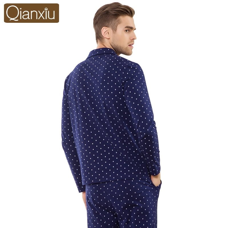 Pyjama pour couple, ensemble décontracté en coton, à pois, col rabattu, pantalon, grandes tailles, collection automne 2023 2