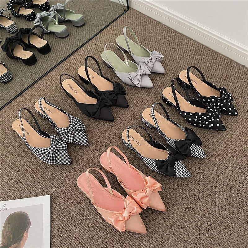 Sandales à talons aiguilles pointues pour femmes, nœud, pois, luxe, créateurs, élégant, fête, mode, nouveau, 2022 2