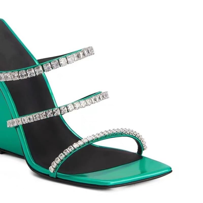 Sandales de Marque de Styliste Européen et Américain, Chaussures d'Été à la Mode, en Forme de Z, à Talons Hauts, avec Strass, pour Femme, 2023 2
