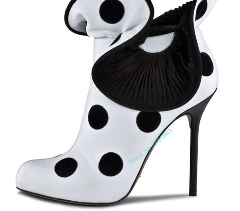Bottines à volants et à bout pointu pour femmes, chaussures d'hiver à talons hauts et fins, avec fermeture éclair latérale, Sexy, de styliste, nouvelle mode 2