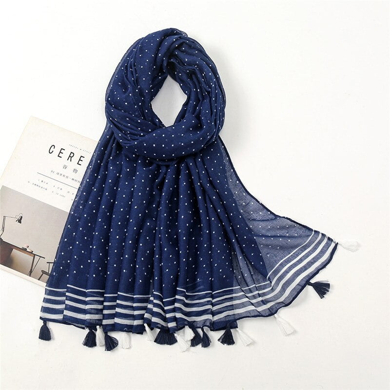 Foulard en Viscose pour femmes, 180x90Cm, à pois, rayé, Hijab, châles et enveloppes, écharpe musulmane, automne 1