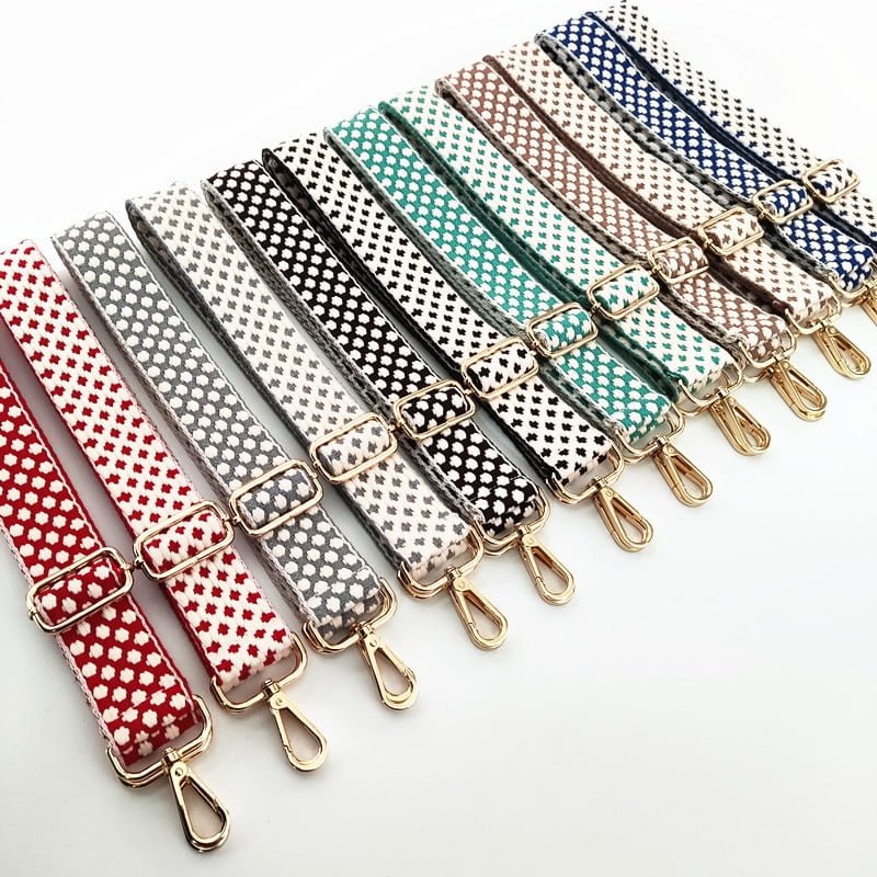 Sangle de sac en tricot brodé à pois pour femme, ceinture large initiée, sangle de sac à dos de remplacement réglable, sangle de sac à bandoulière initiée 1
