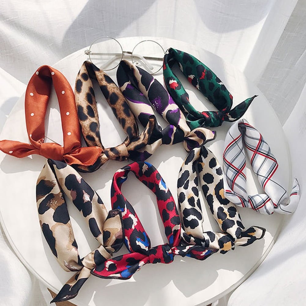 Petit foulard carré à pois léopard pour femmes, cravates en satin, foulard de la présidence, cravates pour cheveux, nouveau style de foulard bricolage, 50x50cm 2