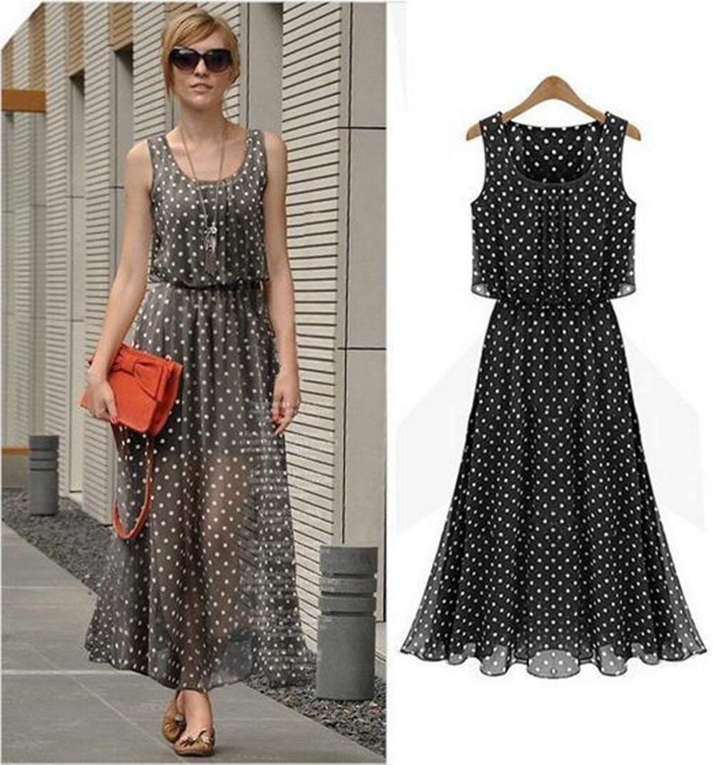 Robe en mousseline de soie pour femmes, robes éducatives, à pois, taille vintage, été, 2022 2