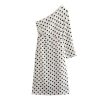 Robe asymétrique blanche à pois pour femmes, tenue élégante, chic, une manche, mi-longue, nouvelle collection été 2023 1