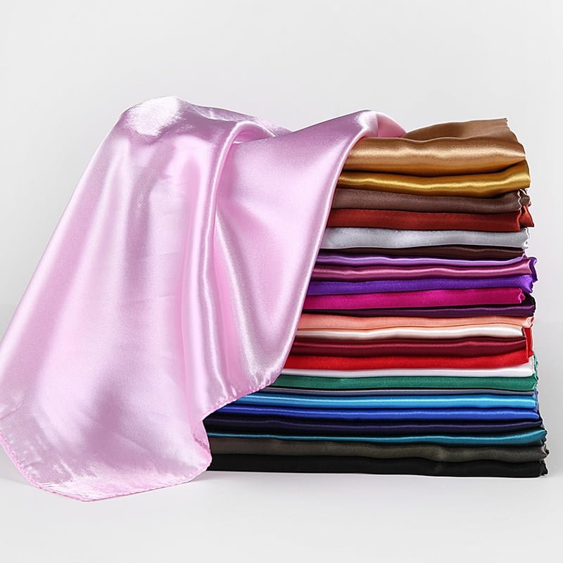 HUISHI-Foulard Hijab en Satin de Couleur Unie pour Femme, Châle Carré de 90cm pour Cheveux 1