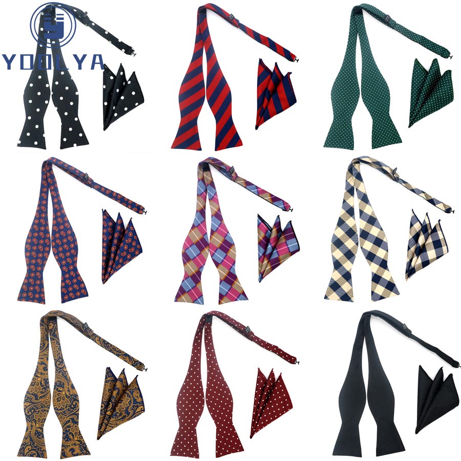 Ensemble Hanky à nœud papillon pour hommes, design de mode, plaid, cachemire, pois, jacquard tissé, poche carrée, imbibé, fête de mariage 1