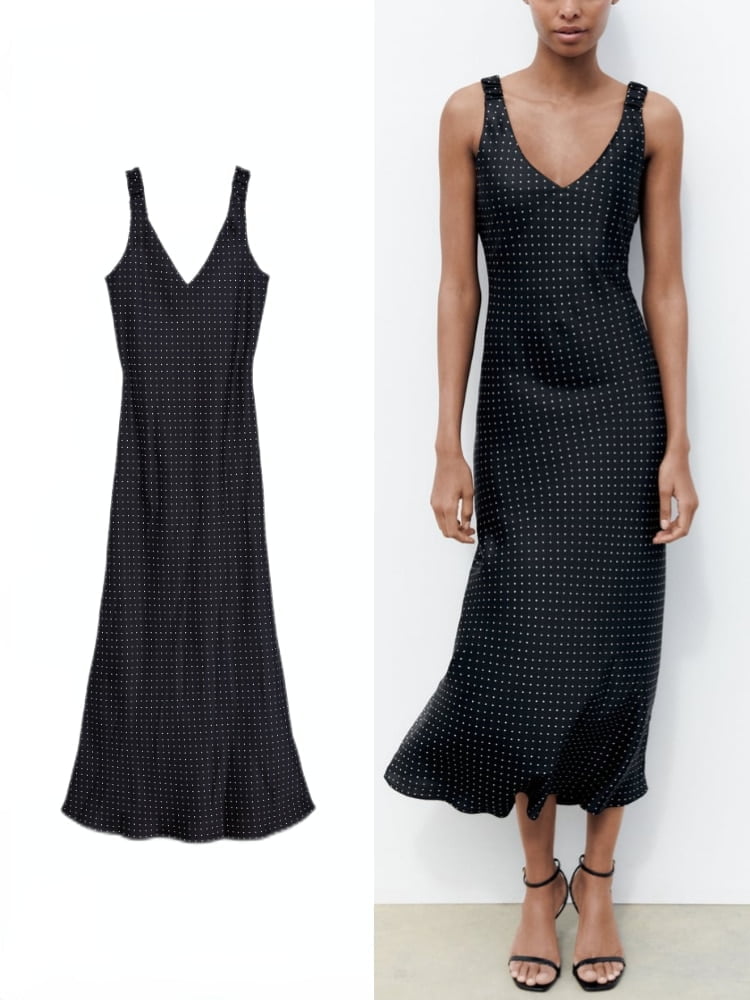 Robe Longue Pois Élégance Subtile Femme