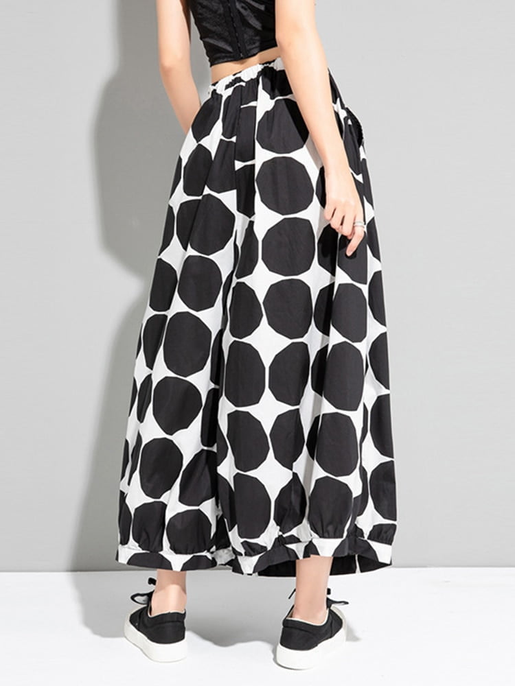 EAM-Pantalon taille haute élastique pour femme, imprimé à pois noirs, jambe large, fjNew At Fit, mode printemps et automne, 1DE6981, 2023 2
