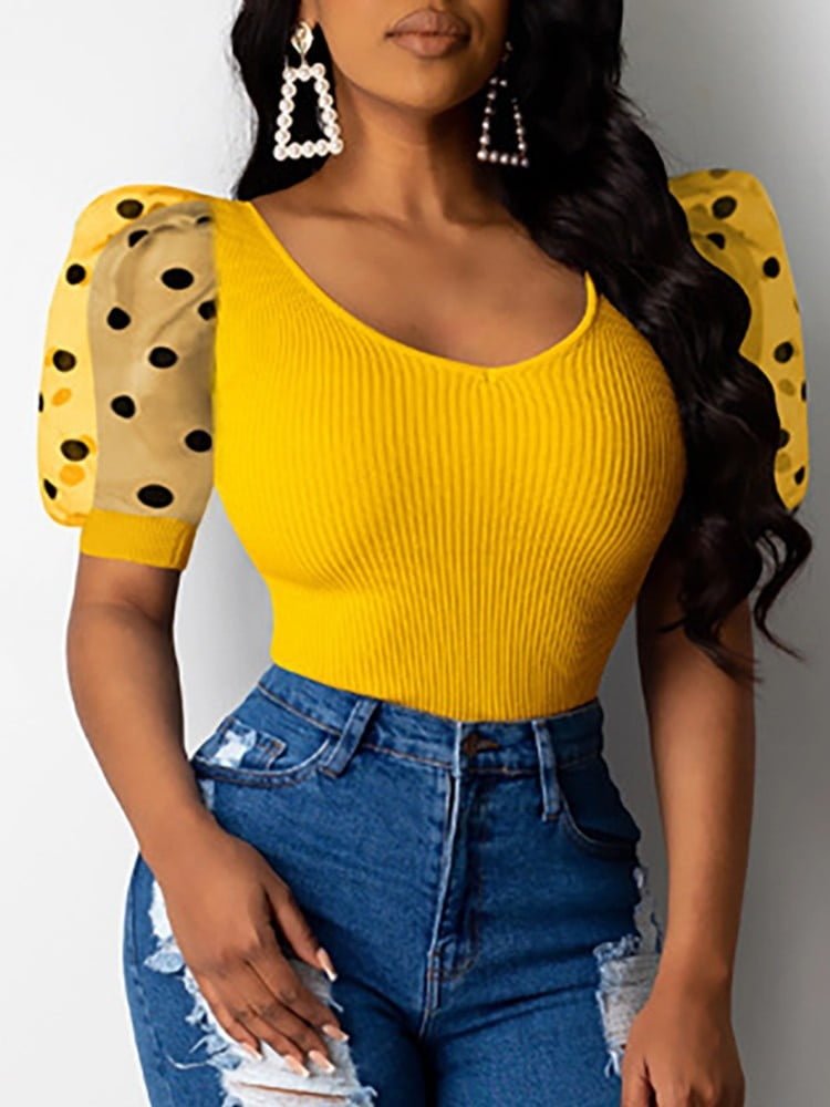 T-Shirts Manches Bouffantes Col V