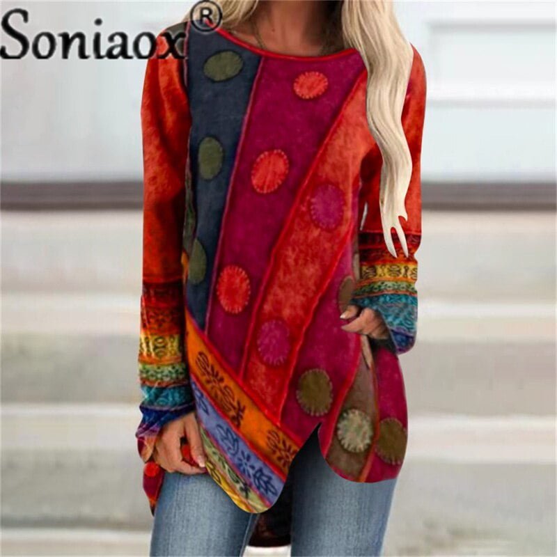 T-Shirt Manches Longues Élégant Pois