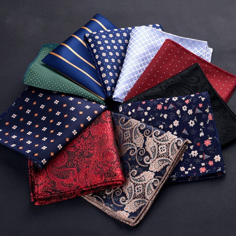 Mouchoir de Luxe pour Homme, à Pois Rayés, Imprimé Floral, Mouchoir en Polyester, Serviette de Poitrine, 23x23cm 2