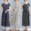 Robe mi-longue en coton à pois pour femmes, tenue d'été élégante, ample et décontractée, col rond, nouvelle collection 2023 1