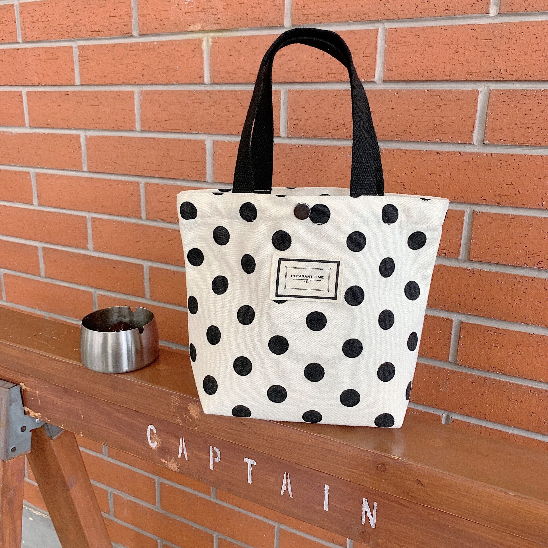 Sac à bandoulière rétro en toile à pois pour femmes, petit fourre-tout, fourre-tout, sac de Shopping, pochette pour téléphone 1