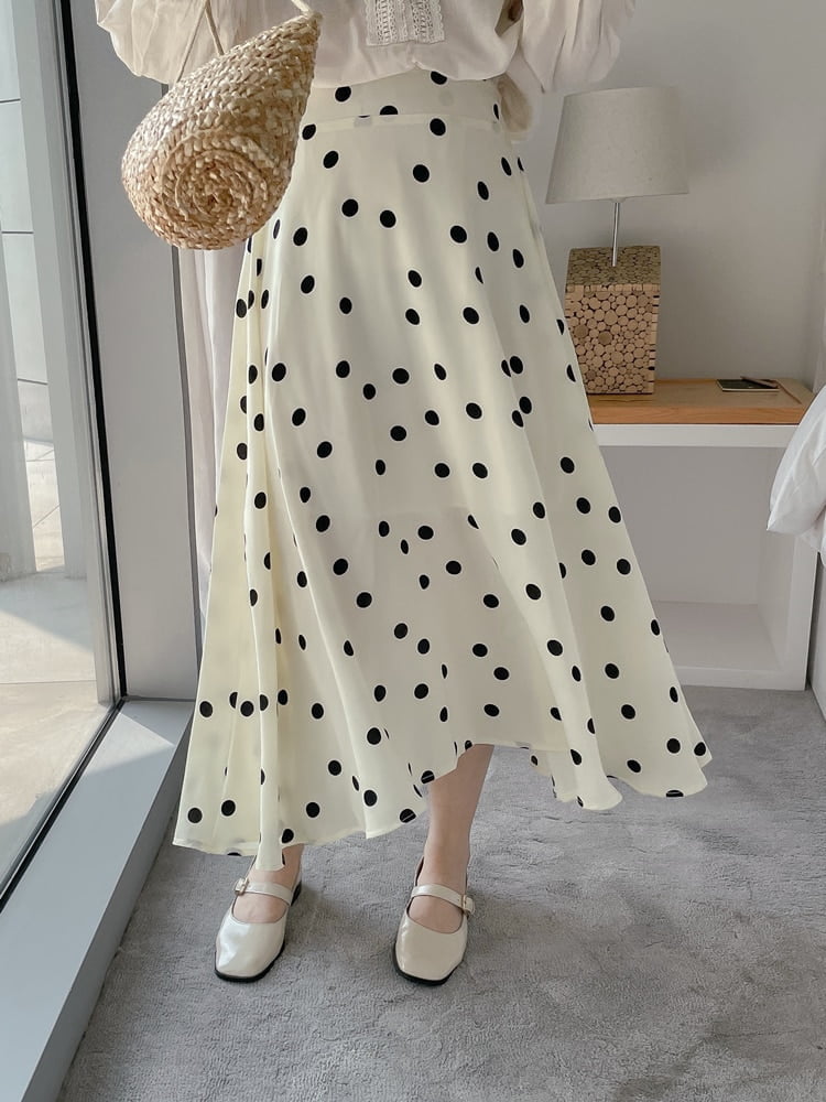 Jupe longue évasée taille haute pour femme, chic, à pois, élégante, vintage, mode coréenne, minimaliste, printemps, été, nouveau, 2022, SK1925JM 2
