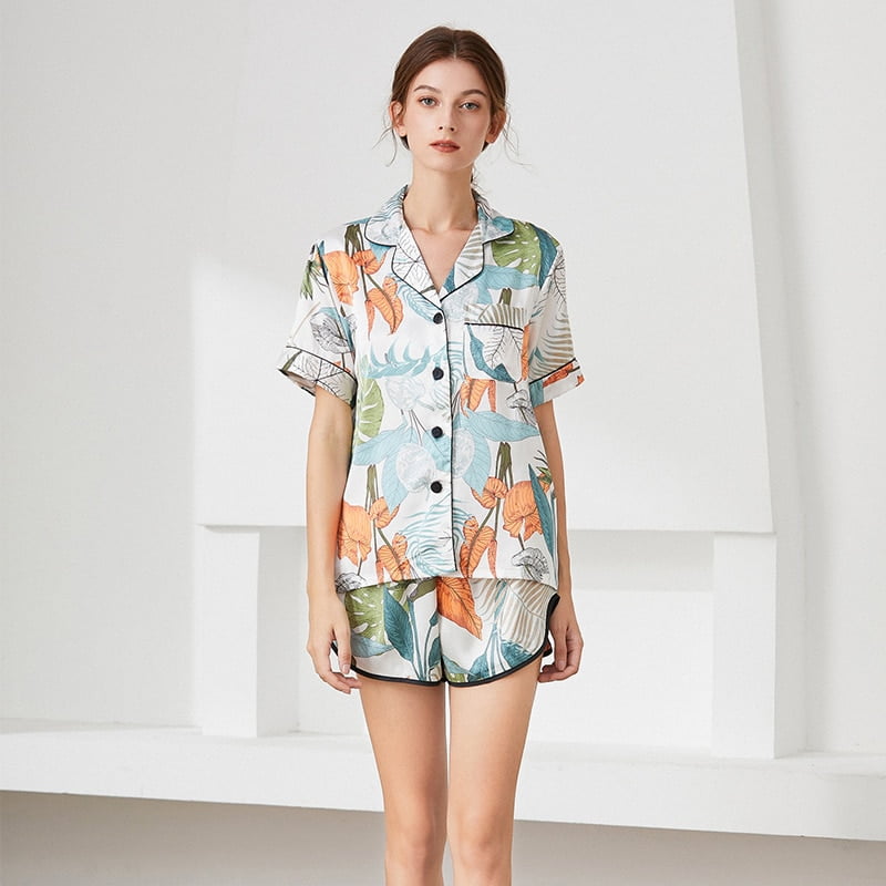 Pyjama en Satin Doux et Mignon pour Femme et Fille, Ensemble Imprimé à Pois, Chemise de Nuit 2