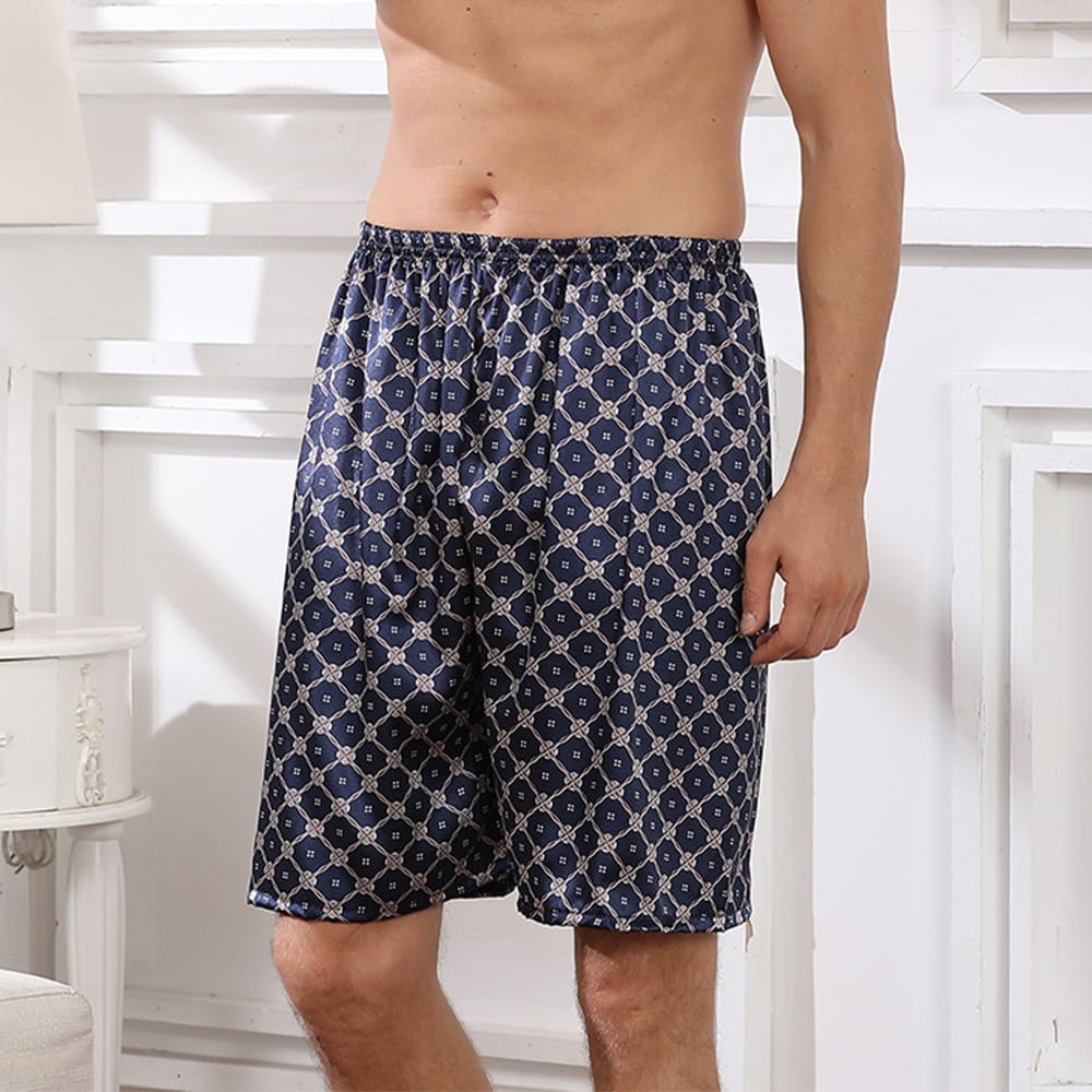 Pyjama en soie pour homme, sous-vêtement de nuit, décontracté, doux, doux, doux, Boxer, short, chemise de nuit 2