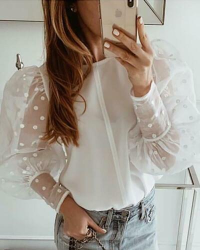 T-Shirt Manches Lanterne Maille Transparente