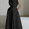 CommPiedmont-Robe sirène à pois pour dames, col en V, conception de boutons, mode vintage, européen et américain, été 2023 1