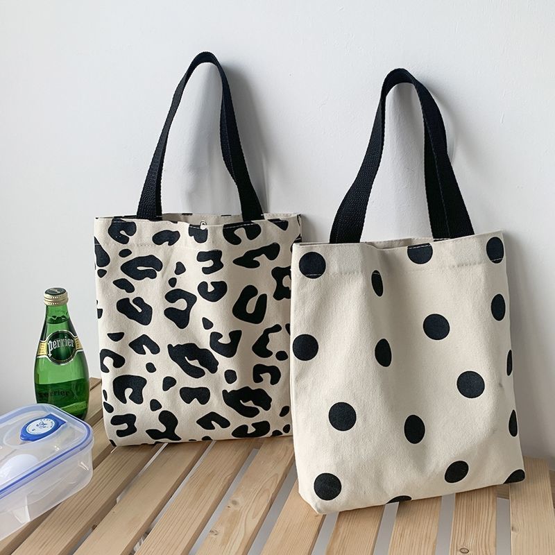 Petit sac de shopping en toile solide Harajuku pour femme, sac Ulzzang noir, grande capacité, pois initiés, mode 2023 1
