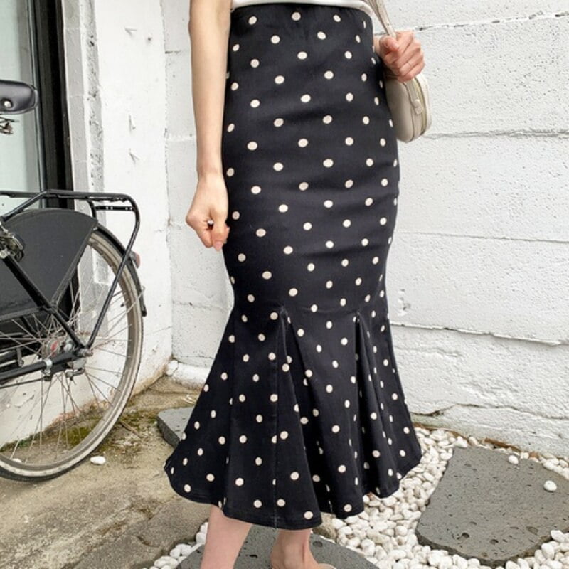 Jupe crayon sirène en queue de poisson pour femme, printemps, été, automne, mode décontractée, élégante, sexy, pois, taille haute, hanche mince 2