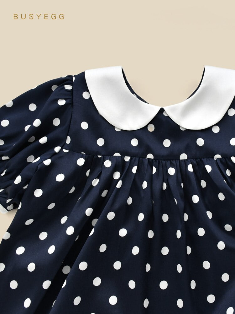 Chemise de Nuit Rétro à Pois en Soie Naturelle pour Fille, Vêtement Bleu à Manches Courtes et Revers, Style Collège, 144 2