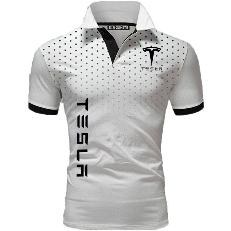 Polo en coton à manches courtes pour hommes, chemise de golf de haute qualité, logo de voiture de placement, bloc tournant, imprimé à pois, affaires 2