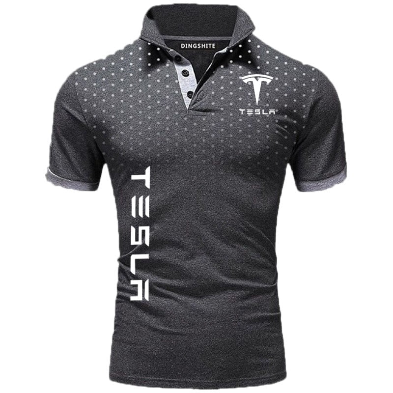 Polo en coton à manches courtes pour hommes, chemise de golf de haute qualité, logo de voiture de placement, bloc tournant, imprimé à pois, affaires 1