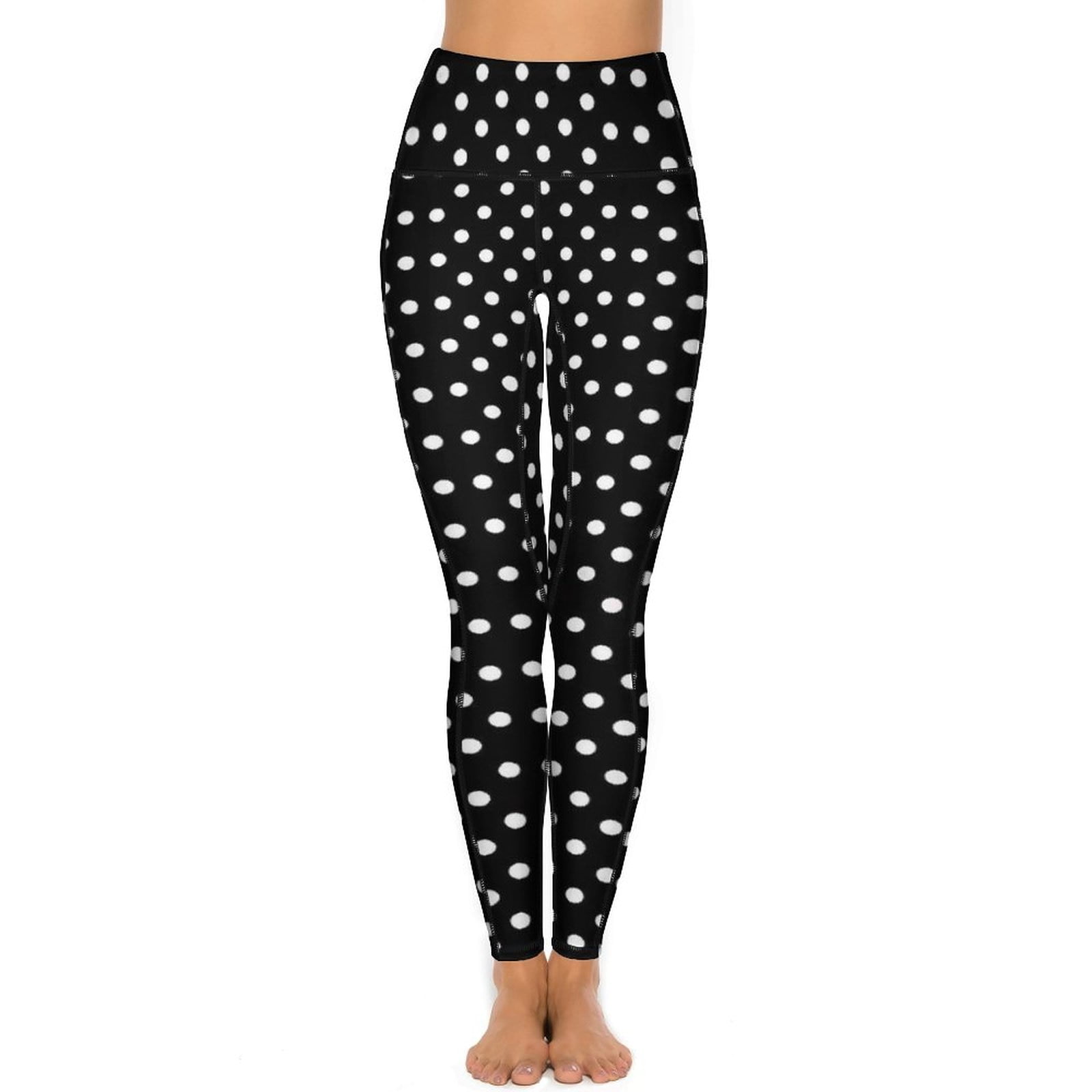 Pantalon de yoga sexy à pois noirs et blancs pour femme, leggings à motif imprimé rétro, collants de sport extensibles esthétiques 2