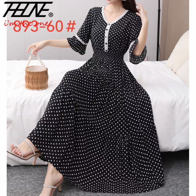 Robe d'été pour femmes, style bohème coréen, en coton, imprimé floral, maxi, col en v, décontracté, vintage, éducatif 2