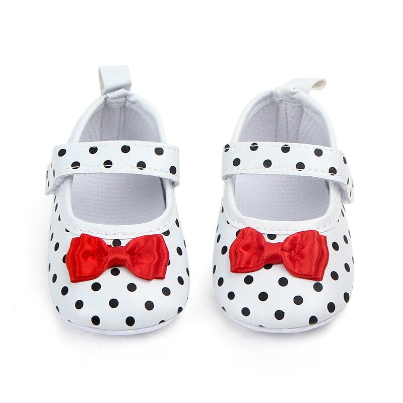 Chaussures anti-aldes à pois pour bébé fille, souliers pour enfant, nouveau-né, premiers pas 1