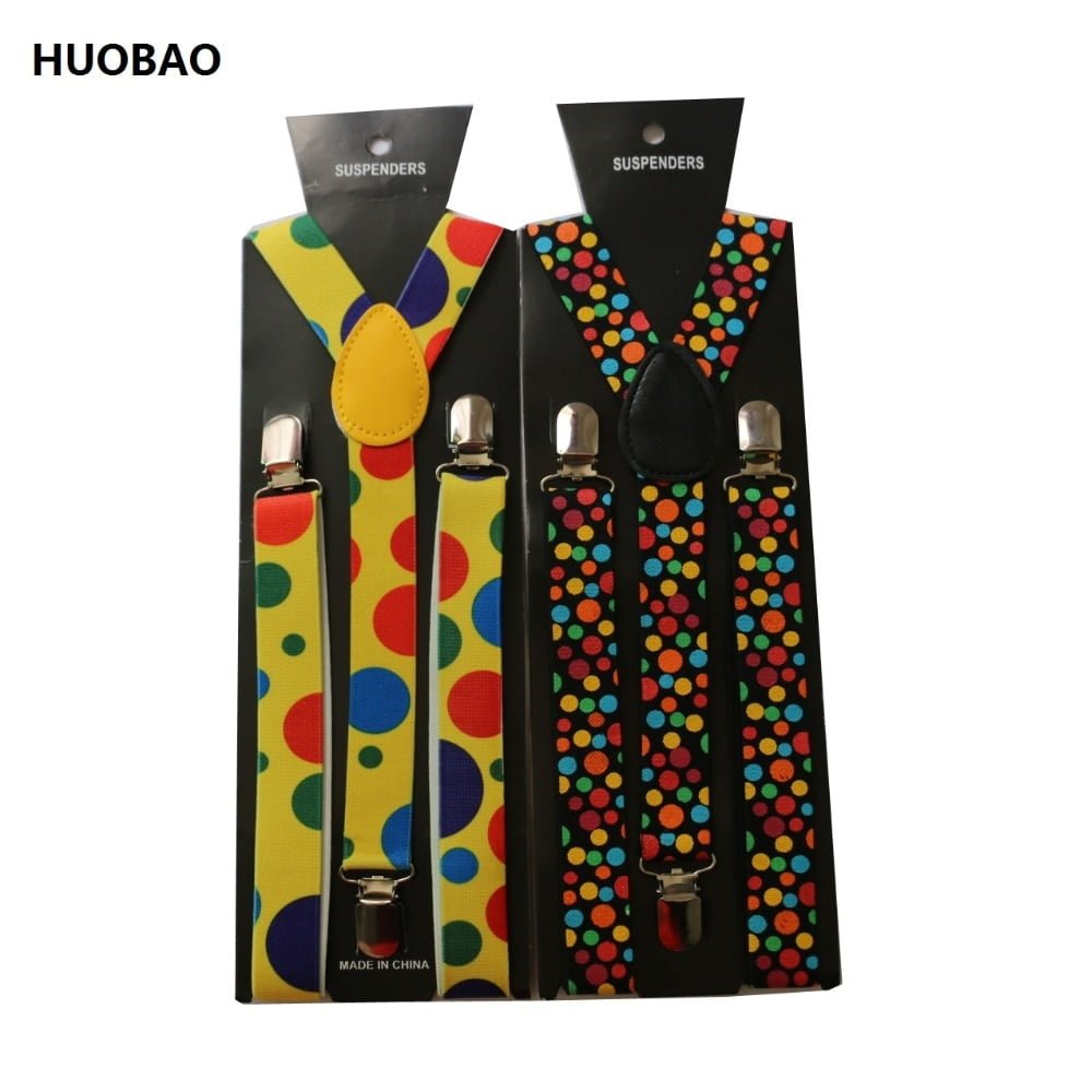 HUOBAO – bretelles réglables à Clip de 2019 cm de large, couleur jaune arc-en-ciel, à pois, pour fête, Festival, nouvelle collection 2.5 1