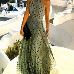 Robe maxi plissée en mousseline de soie pour femmes, imprimé à pois, style boho, tenue de vacances, nouvelle collection été 2022 1