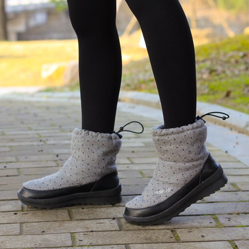 Bottes de neige à pois pour femme, chaussures à tube court plates, nouvelle mode coréenne, tendance, hiver 1