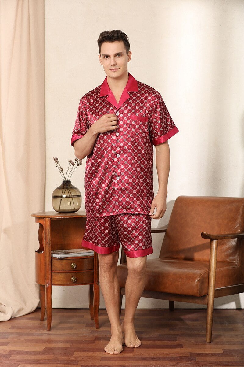 Ensemble de pyjama d'été en satin pour homme, vêtement de nuit, short, grand buste, nouvelle collection 2