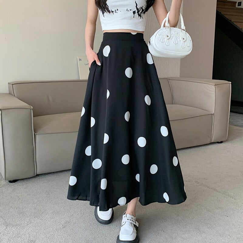 Jupe Longue Mousseline Pois Élégante