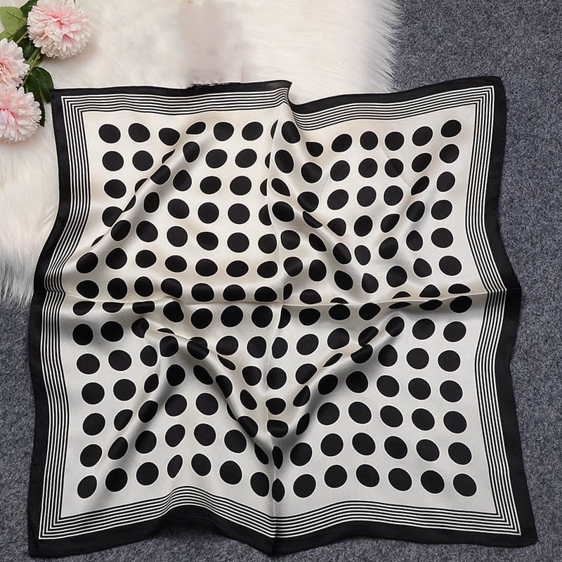 Foulard Soie Luxe Femmes Pois Noir