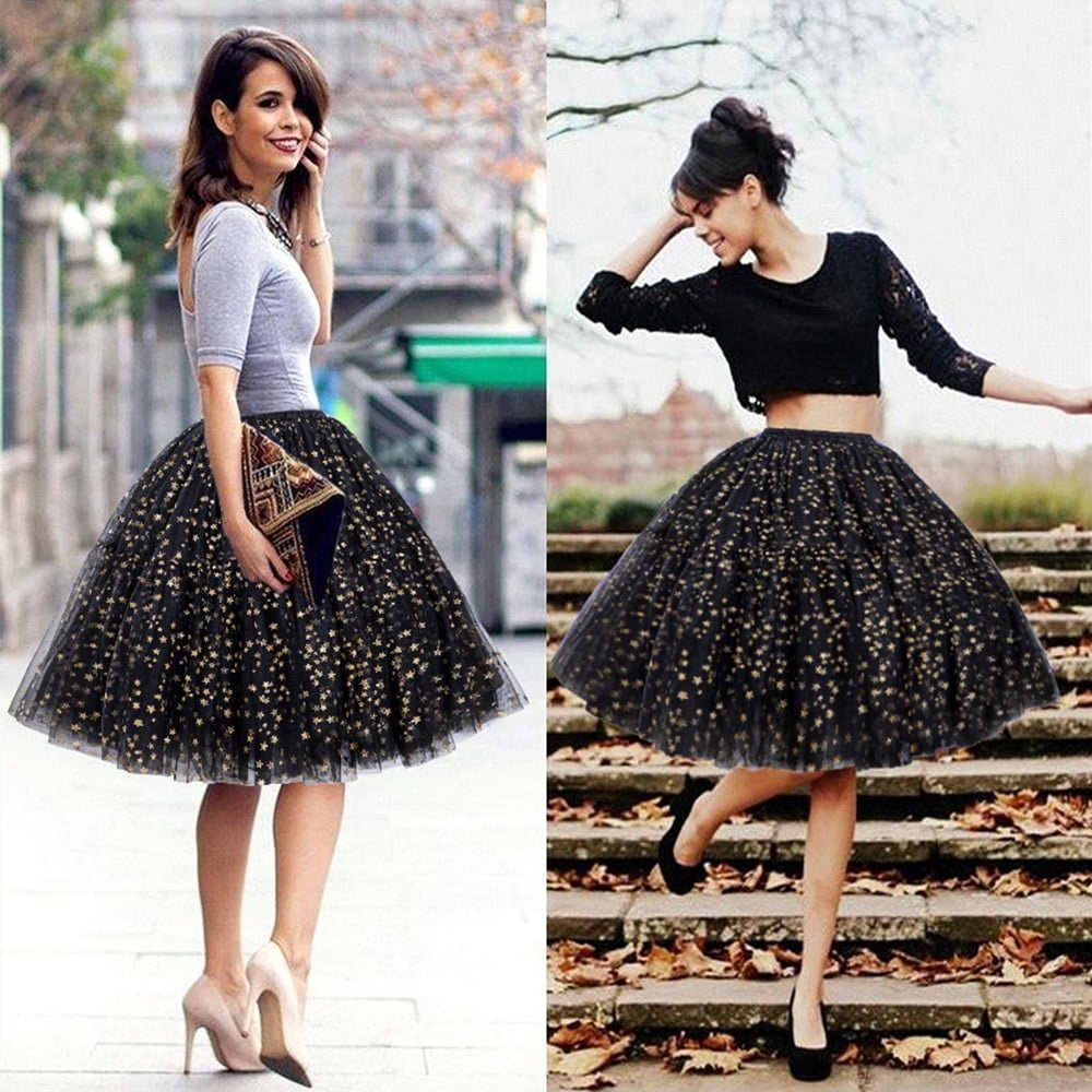 MisShow Jupe Tutu Étoiles Dorées Brillantes