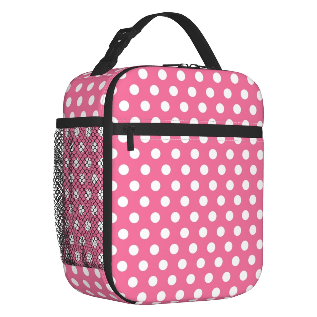 Sac à Lunch Personnalisé à Pois Blancs pour Homme et Femme, Glacière Chaude, Isolé, Boîte pour Enfants, École 1