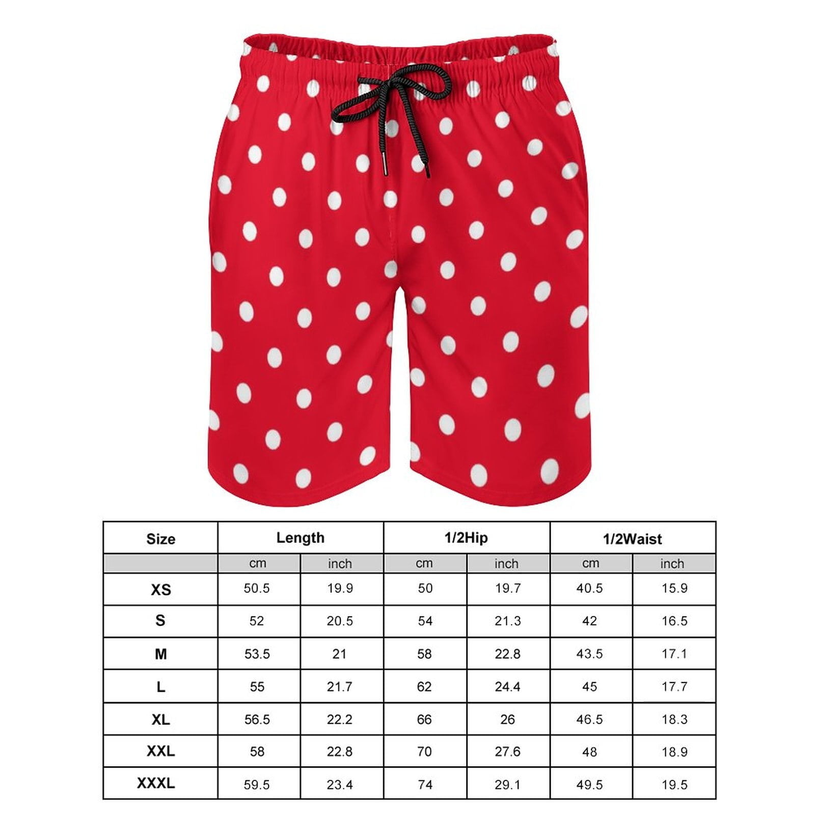 Short de plage rouge à pois blancs pour homme, maillot de bain confortable, taille 03/grande 2