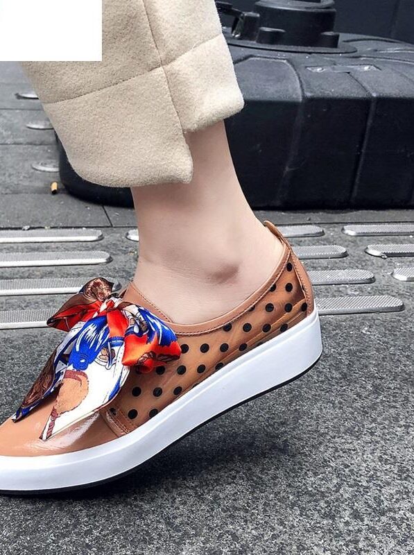 Egonnery – mocassins de marque en cuir de vache avec ruban en soie, chaussures de bateau plates pour femmes, en microfibre, à pois, imprimé léopard, collection printemps-automne 2022 2