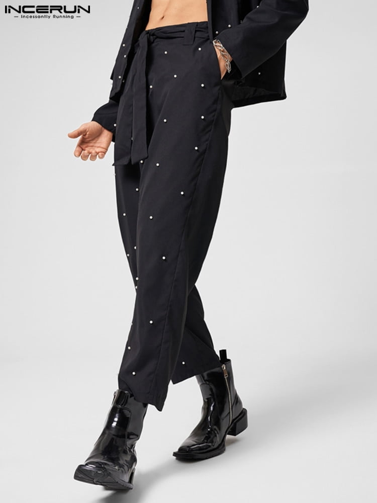 Pantalon Long Style Américain Perlé Décontracté