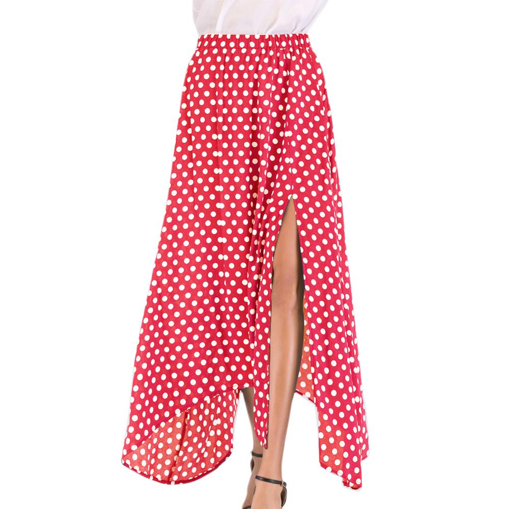Jupe Longue Pois Femme Fendue Asymétrique