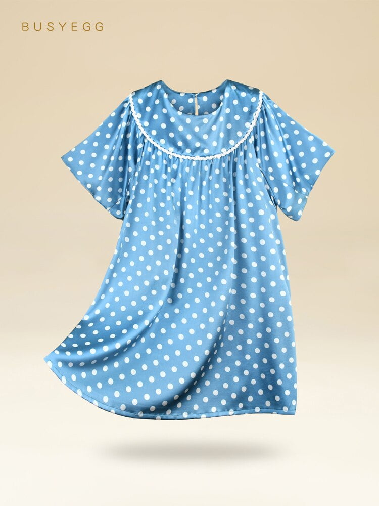 Robe Nuit Filles Imprimée Pois Naturels
